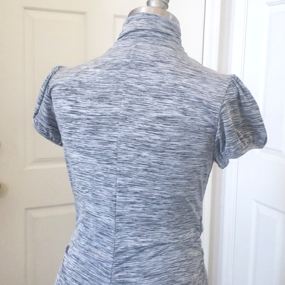 Y2k Retro Pussybow Dress Puff Sleeves Gray - Picture 12 of 14